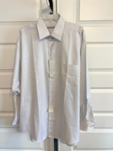 Metaphore 17.5 34/35 Big Cotton Oxford Cloth White &amp; Blue, Gray Dress Shirt - $18.80