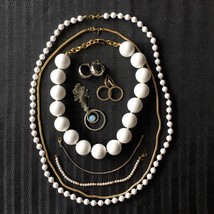 MONET vtg to now jewelry lot - 8 pc necklace  bracelet earring - bead rhinestone - £24.05 GBP