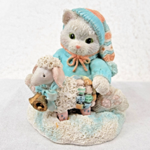 Enesco Calico Kittens Cat Figure w Lamb Ewe Warm My Heart 628182 Kitty S... - £5.72 GBP