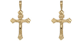 14K Gold Crucifix Religious Pendant Cross 2 Pcs - £62.34 GBP