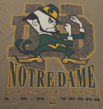 NOTRE DAME FIGHTING IRISH 150 Years 1992 Olive Green Vintage NCAA T-Shir... - $26.97