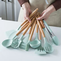 Silicone Natural Kitchenware Cooking Utensils Set Non-stick Cookware Too... - £54.23 GBP