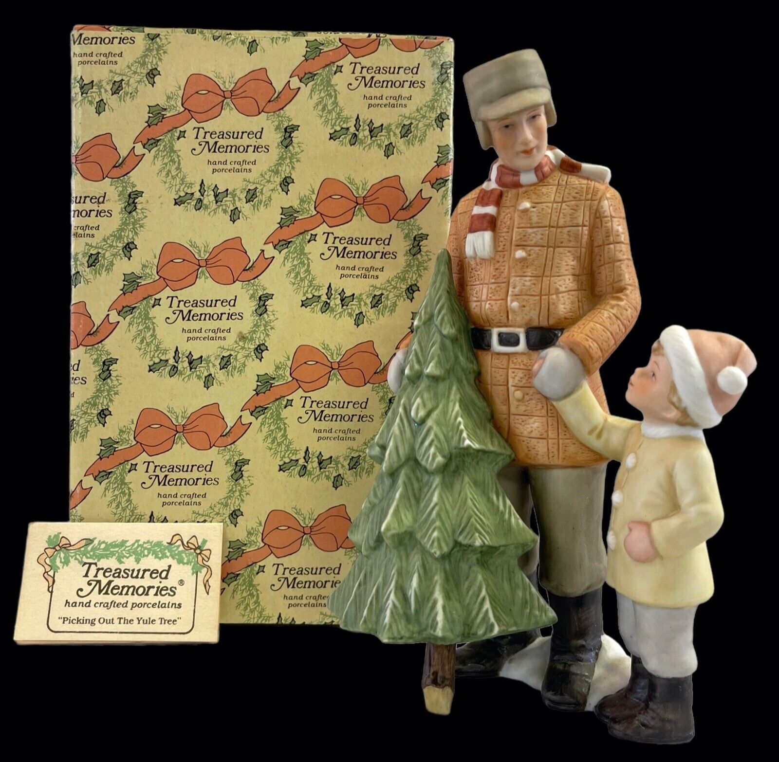 Primary image for Enesco Treasured Memories PICKING OUT THE YULE TREE Father Son Christmas MINT