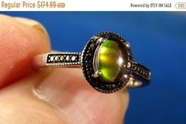 SALE!!! Natural Canadian Ammolite/Black Diamond Ring .87ct sz8 - $159.99