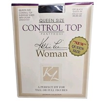Kathie Lee Queen Size 4X Control Top Pantyhose Off Black  Sandalfoot Sheer - $11.87