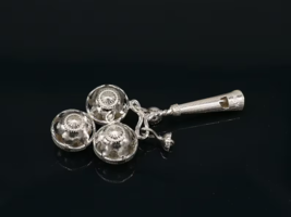925 sterling silver bells toy, baby krishna whistle, silver temple artic... - $131.66