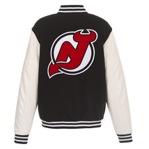 NHL New Jersey Devils Reversible Fleece Jacket PVC Sleeves Embroidered Logos JHD - £110.12 GBP