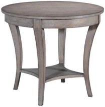 Side Table Ballard Round Greige Mango Solid Wood, Lower Tier Tapered Legs - £822.53 GBP