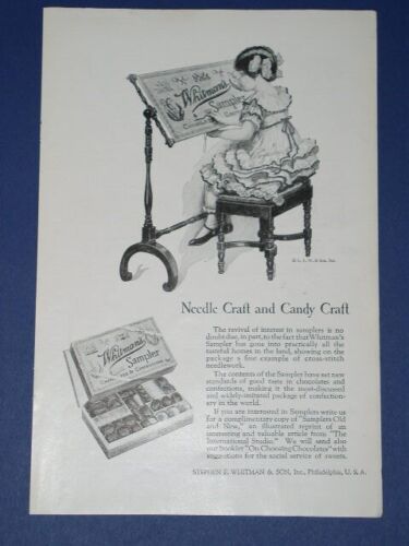 Whitman&#39;s Sampler Candy National Geographic Magazine Ad Vintage 1924 - $14.99