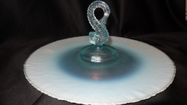 Fenton Limited Aqua Opalescent Stretch Glass Dolphin Tray Sign by Frank Fenton - £87.92 GBP