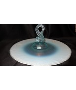 Fenton Limited Aqua Opalescent Stretch Glass Dolphin Tray Sign by Frank ... - £87.17 GBP