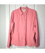 LL Bean Pink Tropicwear Button Front Shirt XL Womens Long Sleeve Vented ... - £22.04 GBP