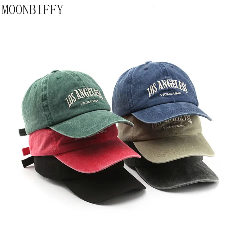 Retro Washed Cotton Baseball Cap for Men and Women Letter Embroidery Hat Cotton - £10.56 GBP