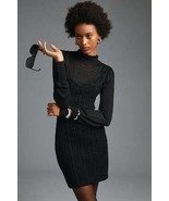 New By Anthropologie Turtleneck Sweater Dress $160 LARGE Black Mini - £77.53 GBP