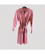 Vintage 1980s Totes Coat Pink Nylon Ruffle Trench Raincoat - Packable Un... - $64.35
