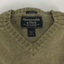 Abercrombie &amp; Fitch Men&#39;s XL 100% Cotton Muscle L/S V-Neck Solid Beige Sweater  - £18.36 GBP