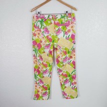 Lilly Pulitzer Mitzie Fields Forever Floral Print Capri Pants Crop Dopamine 6 - £25.66 GBP