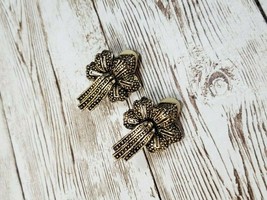 Vintage Clip On Earrings Beautiful Ornate Bow - £11.00 GBP