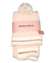 BCBG Girls Scarf &amp; Beanie Hat Set Pink White Copper Metallic Sparkle NEW... - £7.07 GBP