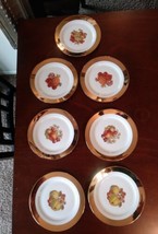 Set Of 7 Vintage Bavaria Foreign Fruit Plates Porcelain With Gold Rim - £43.79 GBP