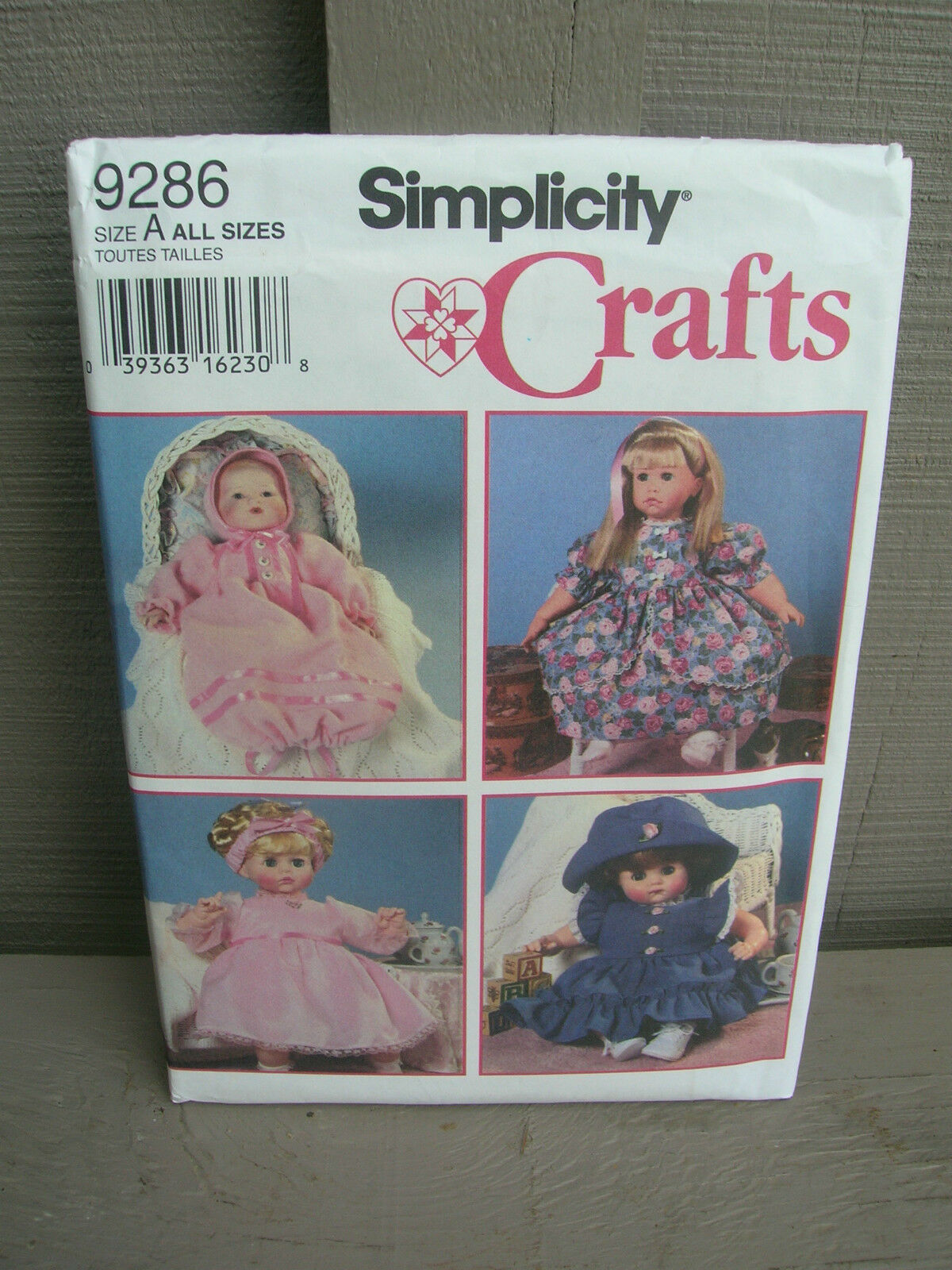 Primary image for Vintage Simplicity Crafts Doll Clothes Sewing Pattern 9286 Uncut ~ Unused