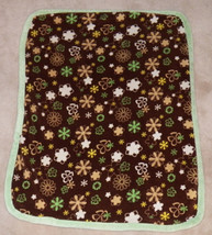 Northpoint Baby Brown Green Floral Fleece Baby Blanket Lovey Flowers 40&quot; x 30&quot; - £20.21 GBP