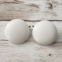 Vintage Clip On Earrings - Circle Shape Off White - £7.84 GBP