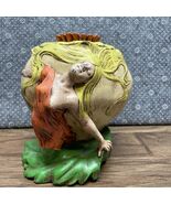 Painted Art Nouveau Brass Container W/lid Woman With Flowing Hair E Jorc... - $98.99