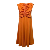 Laundry By Shelli Segal Womens Fit &amp; Flare Dress Orange Ruched Strapless 4 New - $12.83