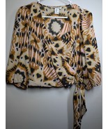 Rachel Zoe Wrapped Crop Top Blouse, Women&#39;s Size M Brown Multicolor - $24.37 CAD