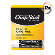 Full Box 12x Packs ChapStick Skin Protectant Chapped Lips Classic Original .15oz - £25.31 GBP