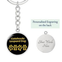 Catahoula Leopard Dog Mama Circle Keychain Stainless Steel or 18k Gold D... - $37.95+