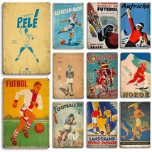 Retro Sports Poster Tin Sign, Vintage Football Metal Print, Olympics Dec... - $18.75