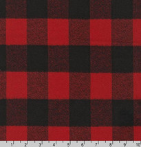 Mammoth Flannel Buffalo Plaid Check Red Black WovenCotton Flannel Fabric D282.04 - $35.99