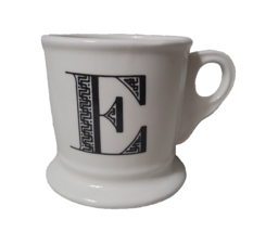 Anthropologie Bird Large Initial Coffee MUG Cup E Black White Ceramic O ... - $12.60