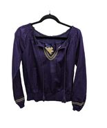 Miley Cyrus Sheer Bohemian Hippie Embroidered Peasant Shirt Purple Size ... - $39.99