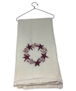 Primitive Muslin Towel Country Wire Hanger Farmhouse Embroidered Stars B... - $17.58 CAD
