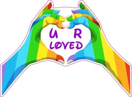 You Are Loved Hands Heart Love Lgbtq+ Gay Lesbian Rainbow Sticker Decal Laptop - £3.87 GBP