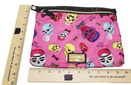 Betsey Johnson Skulls &amp; Bows 8x10 Pouch - Pink Cosmetic Case or Makeup Bag - £15.80 GBP