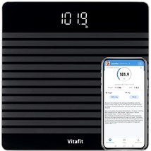 Black Vitafit Anti-Slip Smart Digital Body Weight Bathroom, Clear Led Display. - £33.74 GBP