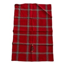 Small Table Runner Red Green Plaid Centerpiece Towel w Christmas Tree 16... - £14.93 GBP