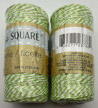 Crafter&#39; s Square Bakers Twine, 500&#39; Twine, Green &amp; White Bakers Twine, Lot of 2 - £11.18 GBP