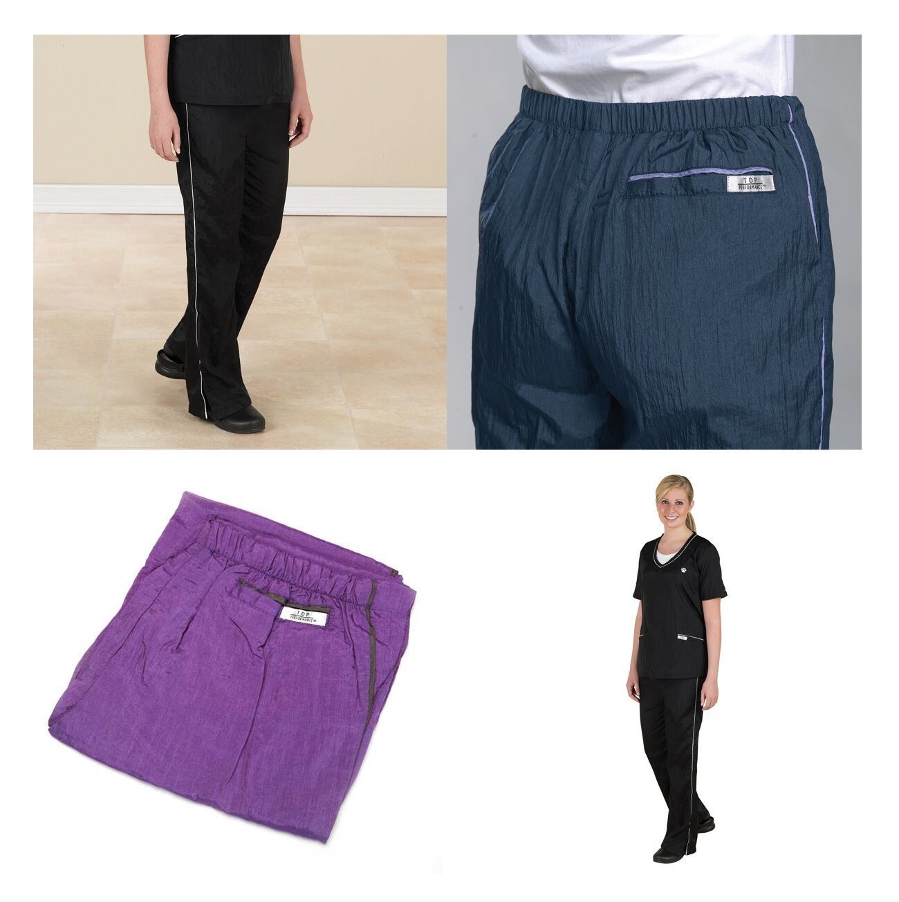 Pants for Groomers Stylists Barbers Cool Contrast Trim Water & Stain Resistant