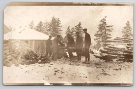 RPPC Logging Crew At Work With Saw Occupational Men Winter Scene Postcard C41 - £11.72 GBP