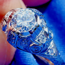 Earth mined Diamond Deco Engagement Ring Antique Platinum Filigree Solitaire 6 - $10,300.33 CAD