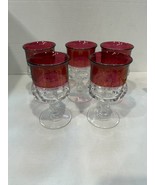 VIntage Tiffin Franciscan KINGS CROWN Ruby Cranberry Goblets Set of 5 - $38.00