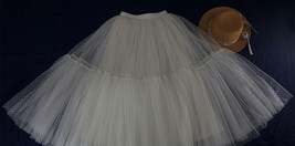 A-line White Layered Tulle Skirt Women Custom Plus Size Dot Fluffy Tulle Tutu Sk image 7