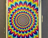 Trippy Circle Illusion 100&#39;s Size Cigarette Case with lighter ID Holder ... - $21.73