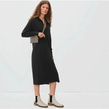 Everlane The Cashmere Polo Dress Collar V Neck Long Sleeve Black XS - £115.74 GBP