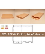 Flat box template, thin box, narrow box, SVG, PDF, Cricut, Silhouette, 8... - $1.49